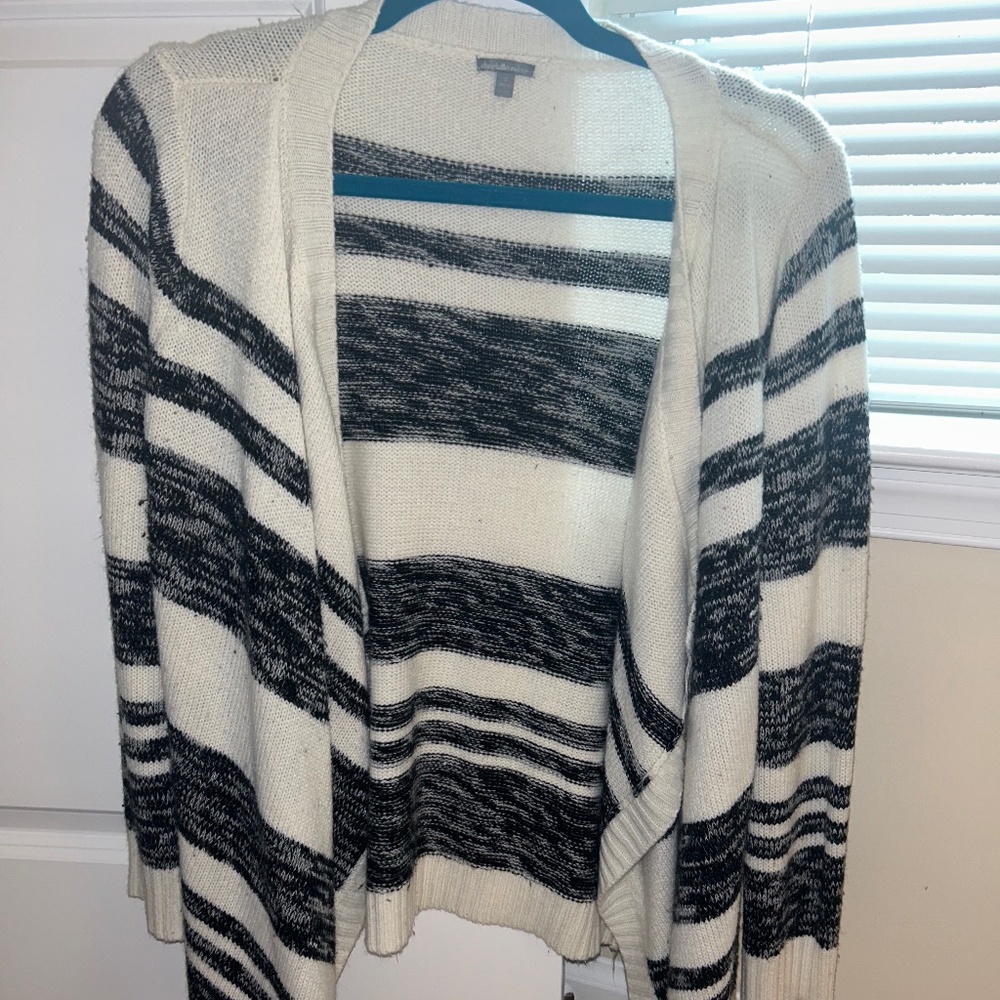 Black and white striped cardigan